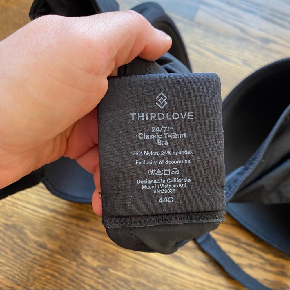 ThirdLove Women's 24/7 Classic Tee Shirt bra t shirt black 44C - Picture 4 of 5